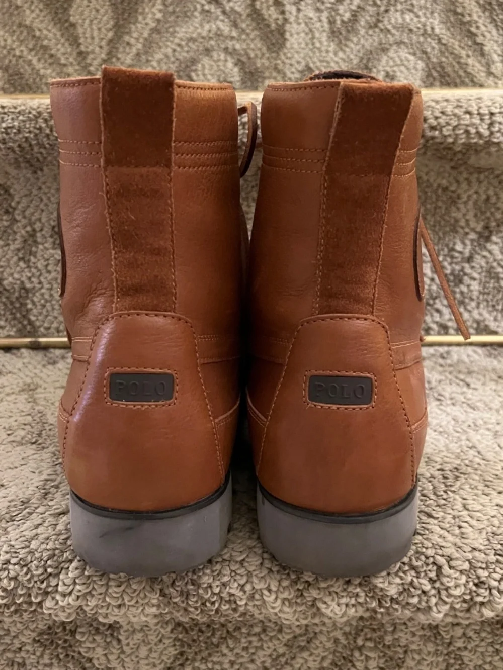 EUC Men's Polo Ralph Lauren Ranger Tumbled Brown Leather Boots US Size 11.5 M